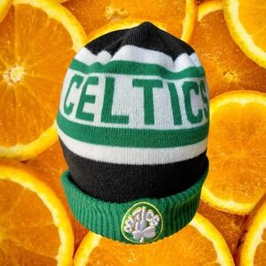 Mens New Era Boston Celtics NBA Beanie Hat Black Green White Knit Winter